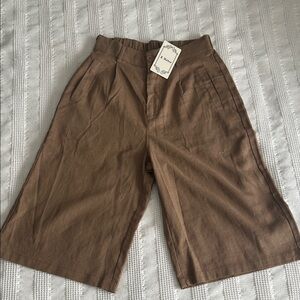 Women's Tan Flat Front Shorts